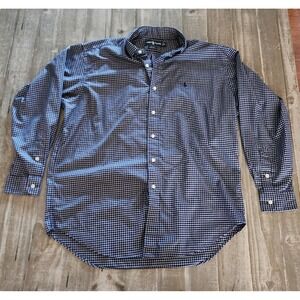 Ralph Lauren Blake Classic Fit Mens Long Sleeve Shirt Medium Blue Plaid Cotton